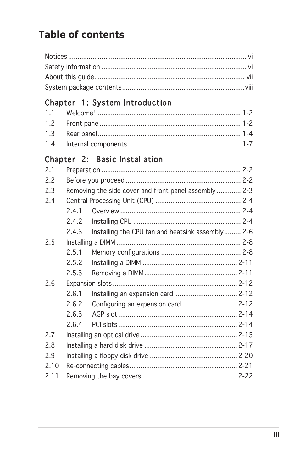 Asus V2-PE3 User Manual | Page 3 / 85