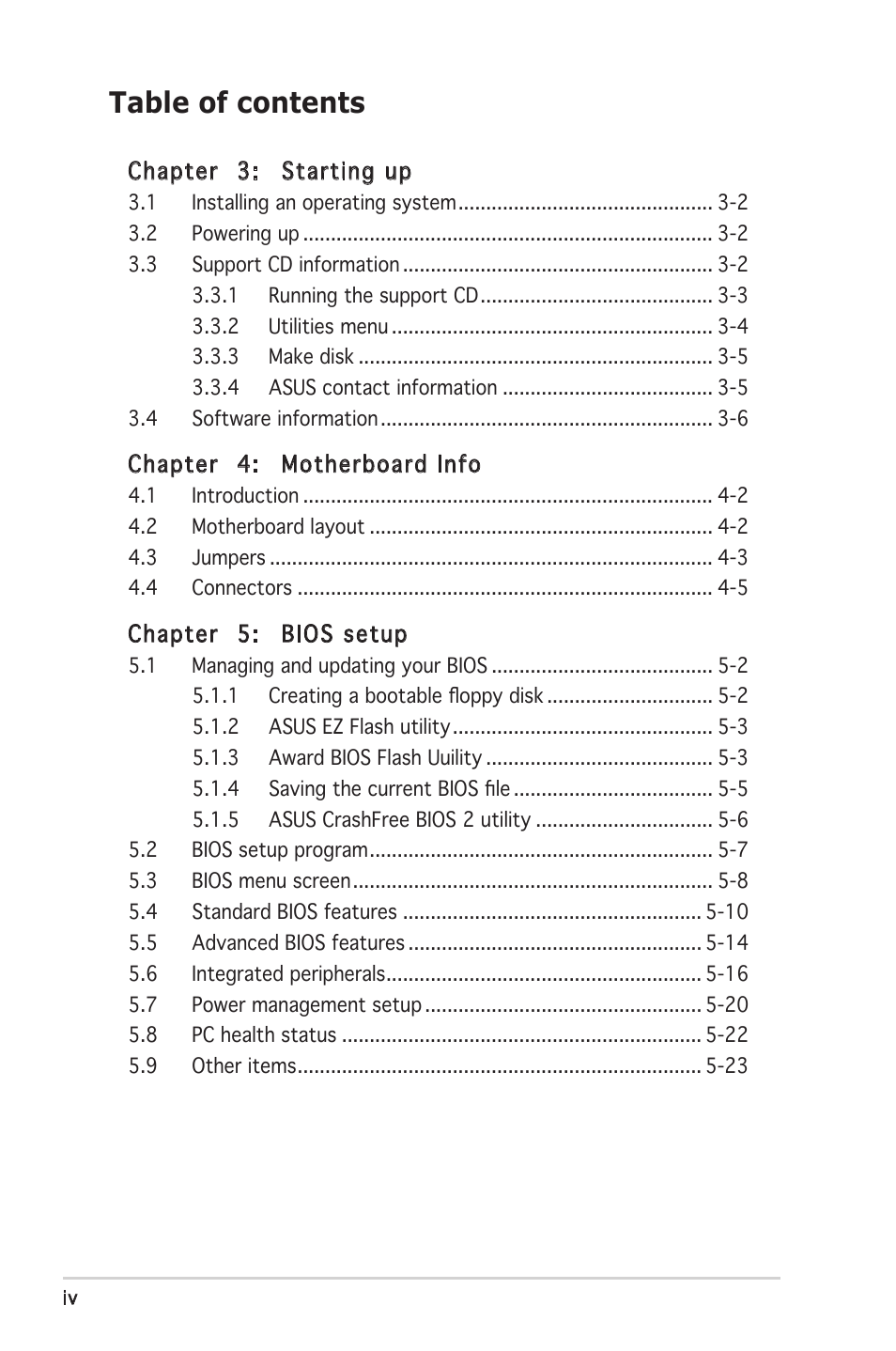 Asus V2-PE3 User Manual | Page 4 / 85