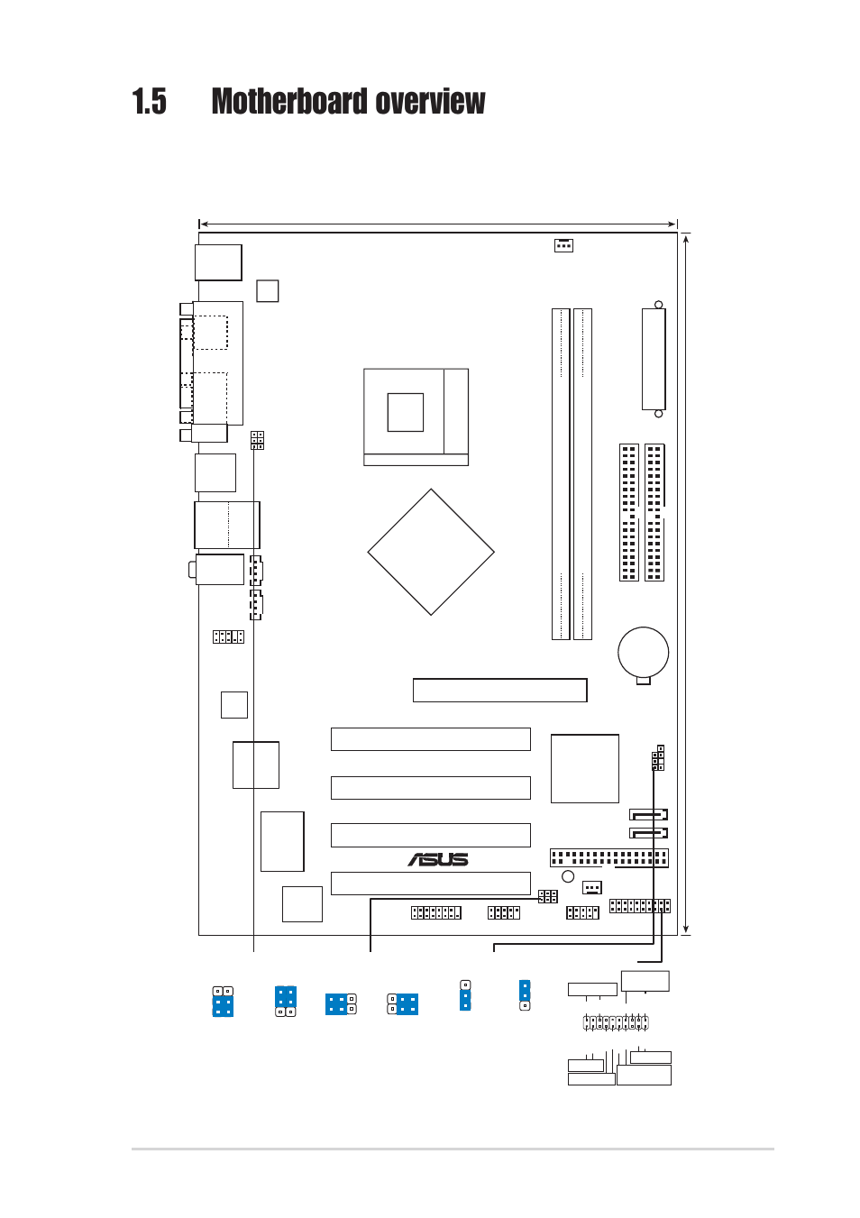 5 motherboard overview, 1 motherboard layout, Pci1 | Pci2 pci3 pci4, P4p800s-x, Super i/o, Intel ich5 | Asus P4P800S-X User Manual | Page 15 / 70