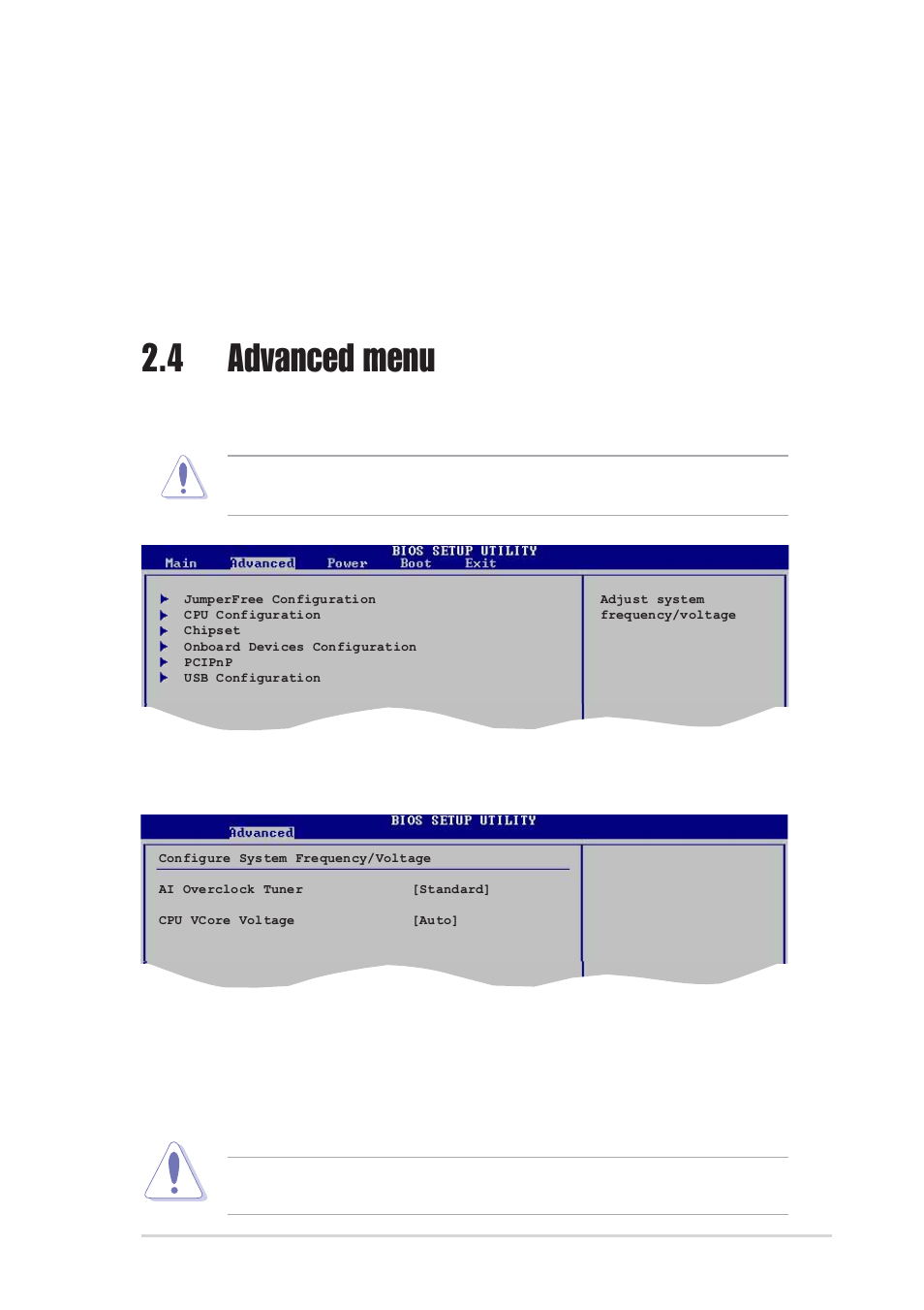 4 advanced menu, 1 jumperfree configuration, Ami bios | Processor, Ai overclock tuner [standard | Asus P4P800S-X User Manual | Page 49 / 70