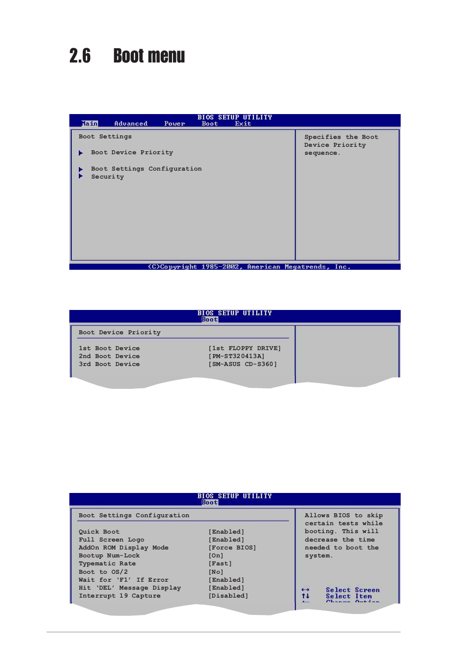 6 boot menu, 2 boot settings configuration, 1 boot device priority | 1st ~ xxth boot device [1st floppy drive, 28 chapter 2: bios information | Asus P4P800S-X User Manual | Page 62 / 70