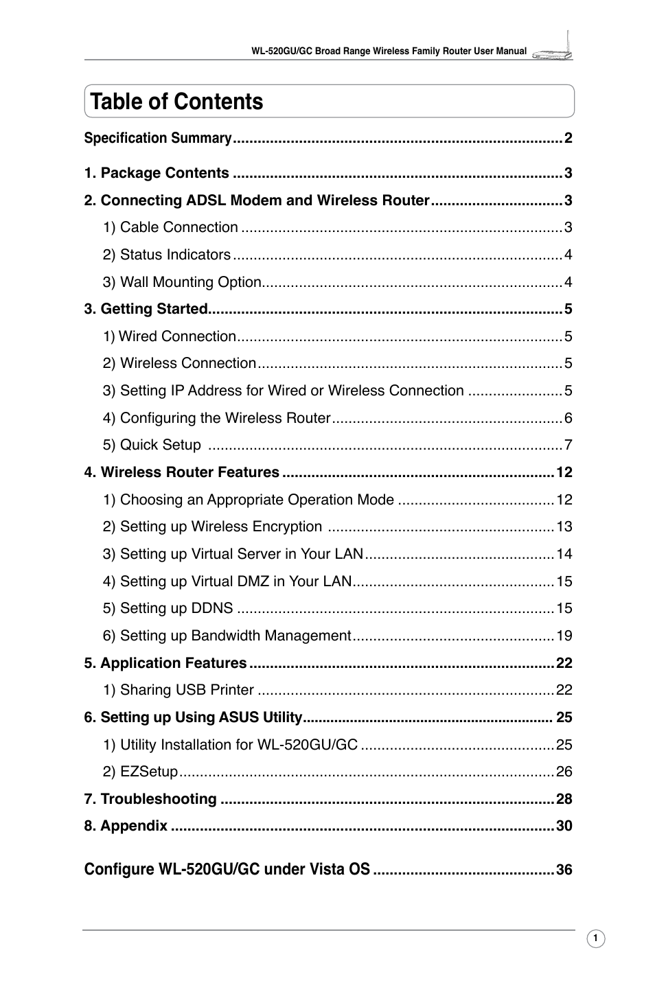 Asus WL-520GC User Manual | Page 3 / 49