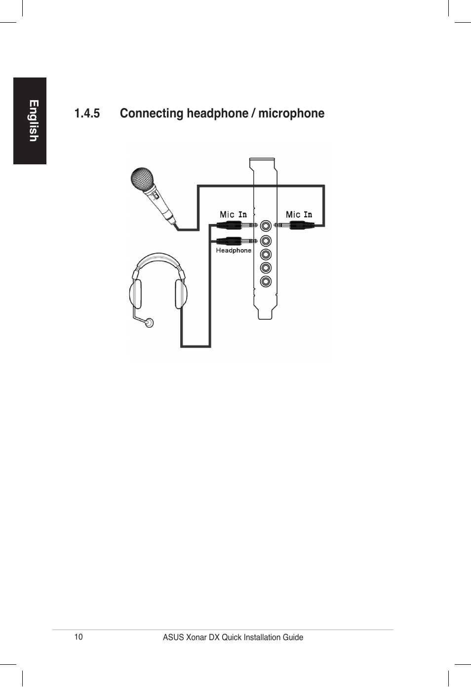 5 connecting headphone / microphone | Asus PCI Express Audio Card Xonar DX User Manual | Page 10 / 70