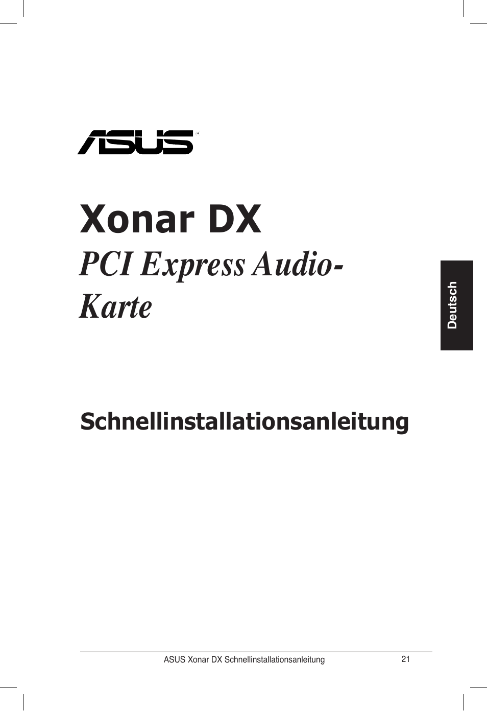 Xonar dx, Pci express audio- karte | Asus PCI Express Audio Card Xonar DX User Manual | Page 21 / 70