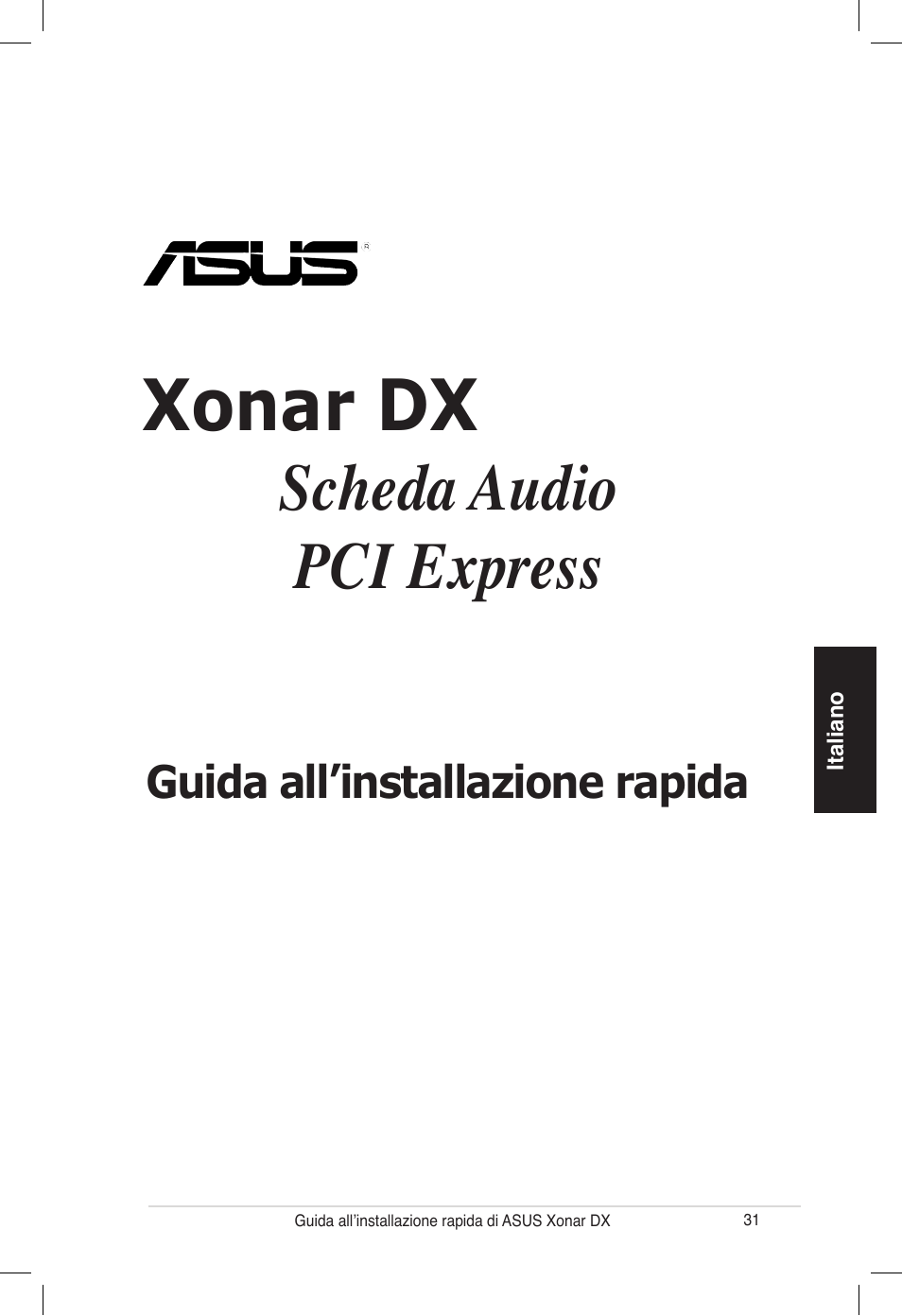 Xonar dx, Scheda audio, Pci express | Asus PCI Express Audio Card Xonar DX User Manual | Page 31 / 70