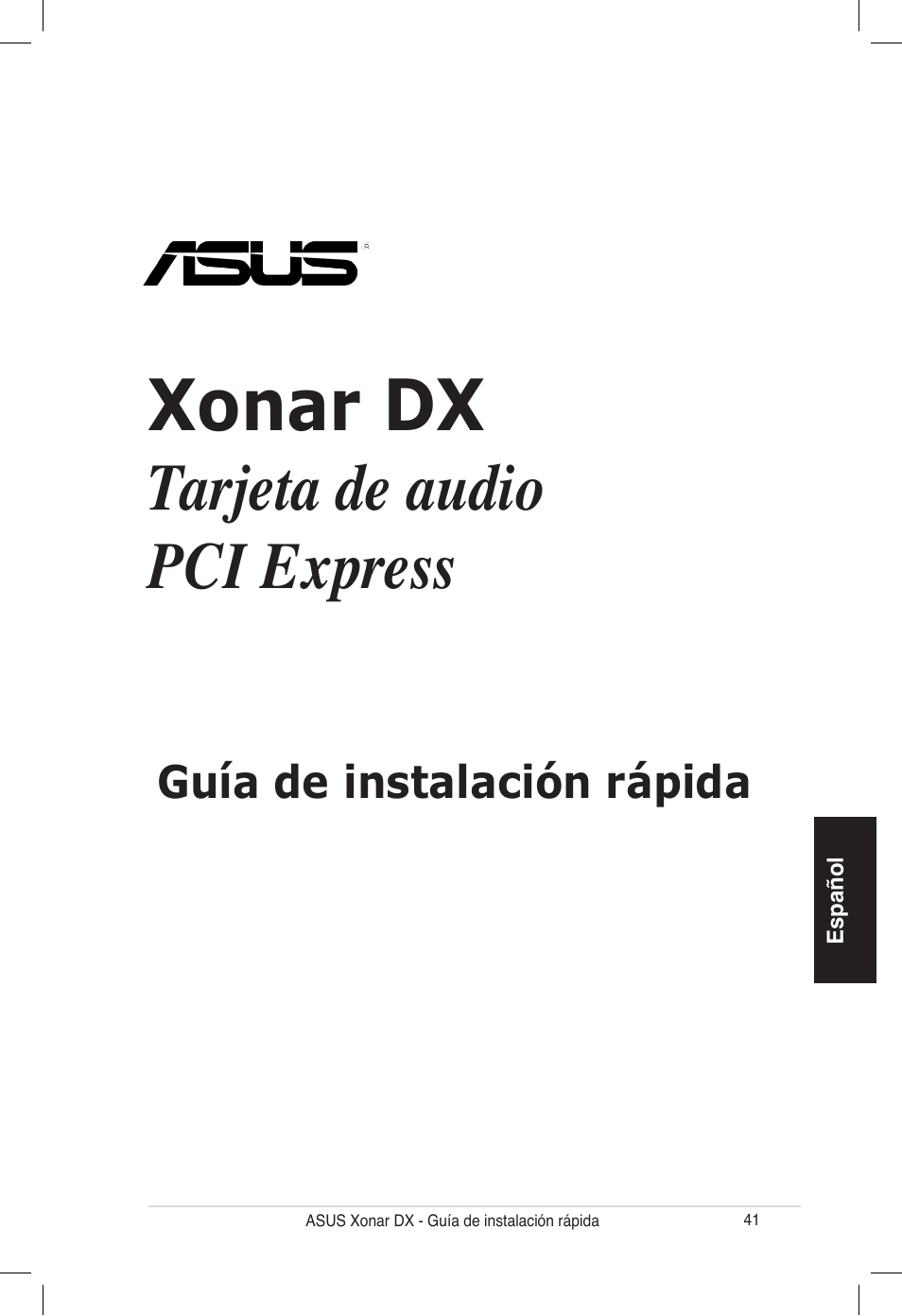 Xonar dx, Tarjeta de audio pci express | Asus PCI Express Audio Card Xonar DX User Manual | Page 41 / 70
