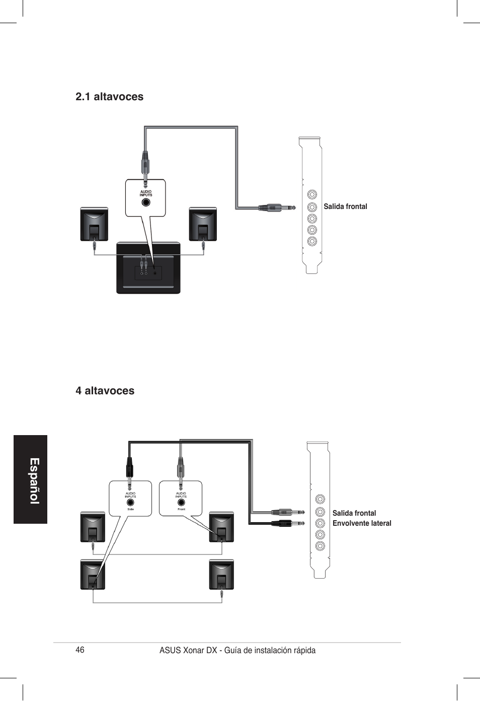 Español | Asus PCI Express Audio Card Xonar DX User Manual | Page 46 / 70