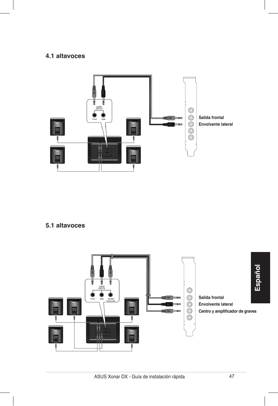 Español | Asus PCI Express Audio Card Xonar DX User Manual | Page 47 / 70