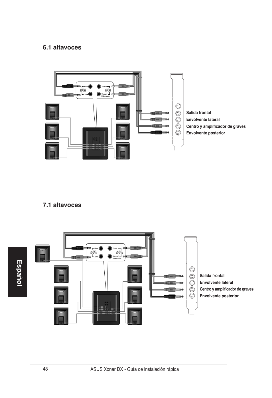 Español | Asus PCI Express Audio Card Xonar DX User Manual | Page 48 / 70