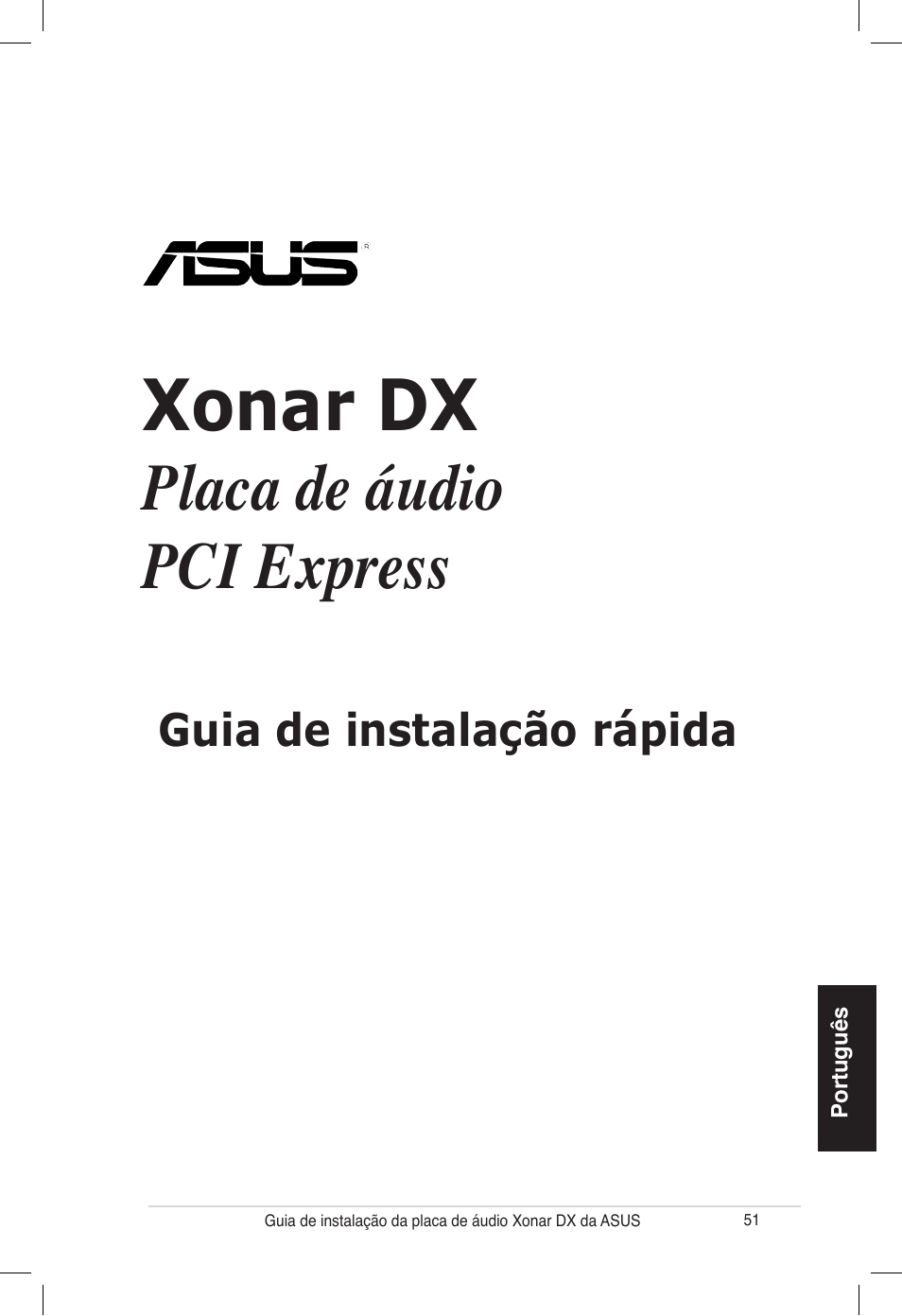 Xonar dx, Placa de áudio pci express | Asus PCI Express Audio Card Xonar DX User Manual | Page 51 / 70