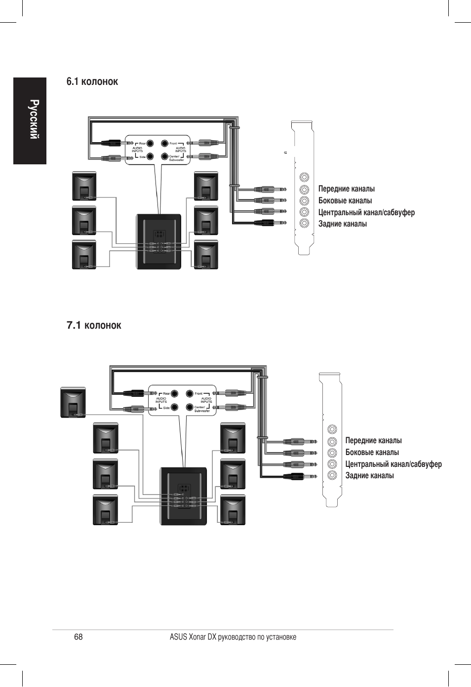 Русский | Asus PCI Express Audio Card Xonar DX User Manual | Page 68 / 70