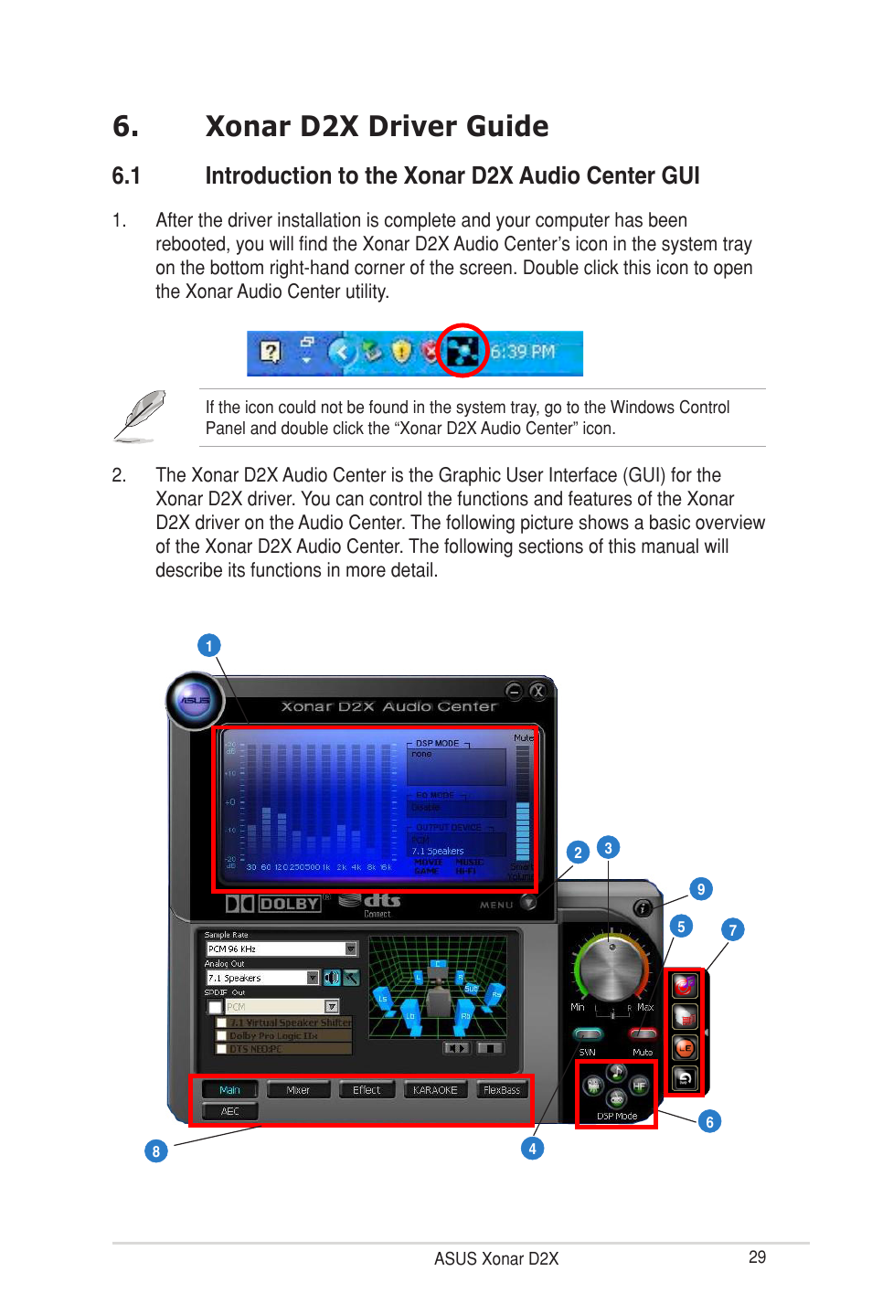 Xonar d2x driver guide, 1 introduction to the xonar d2x audio center gui | Asus D2X User Manual | Page 35 / 88