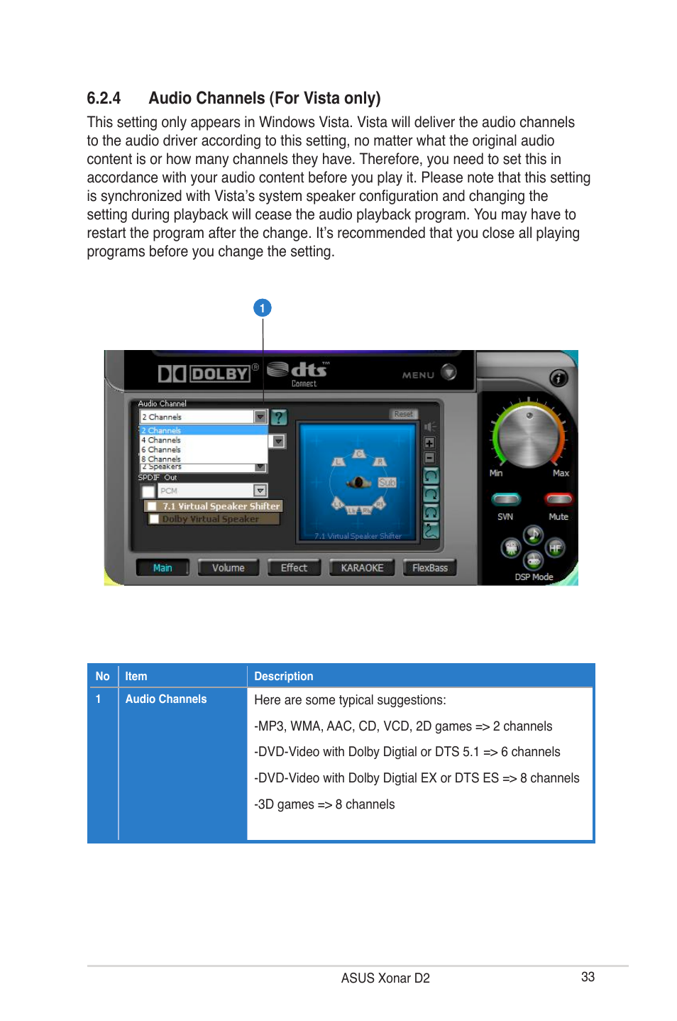 4 audio channels (for vista only) | Asus Audio Card Xonar D2 User Manual | Page 39 / 84