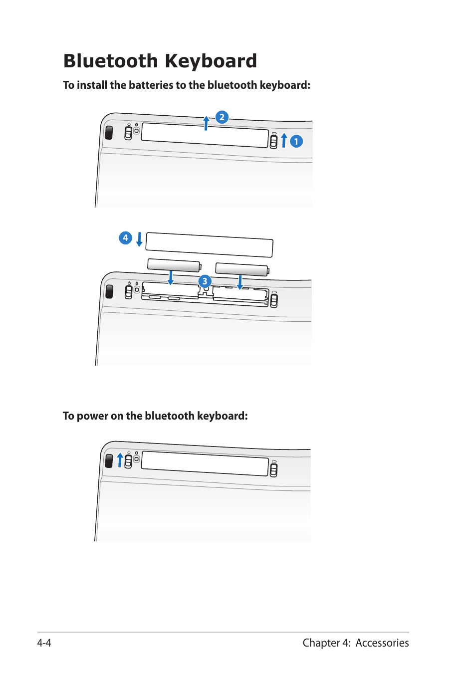 Bluetooth keyboard, Bluetooth keyboard -4 | Asus EEE SLATE EP121 User Manual | Page 30 / 46