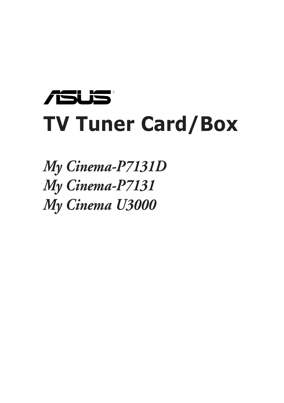 Asus My Cinema U3000 User Manual | 62 pages