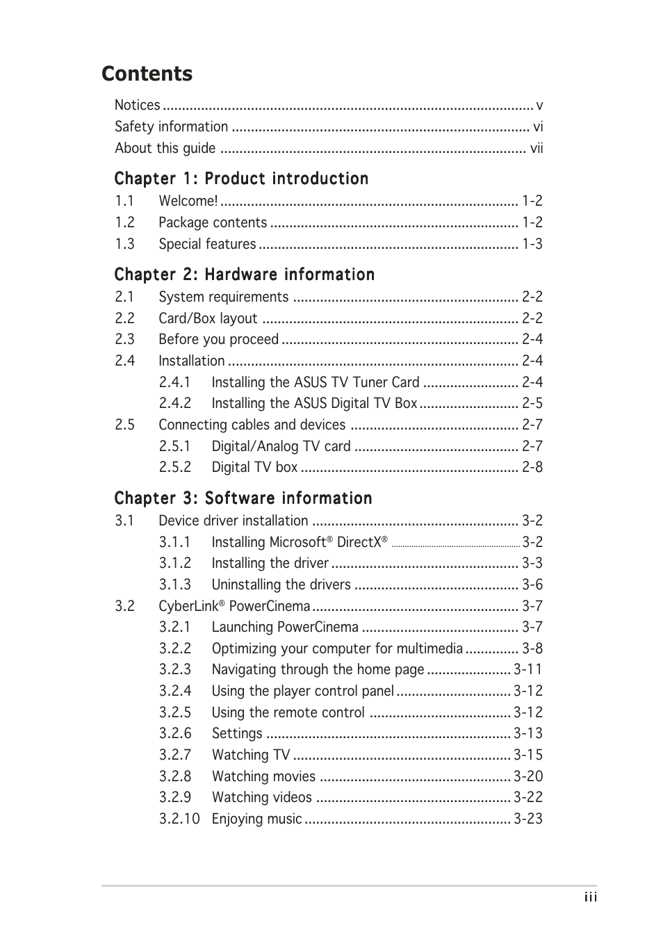 Asus My Cinema U3000 User Manual | Page 3 / 62