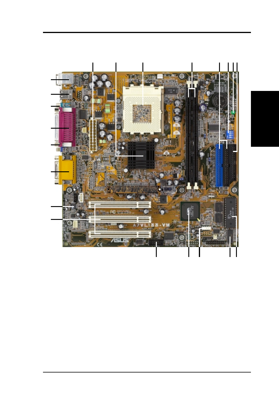 Features, 1 component locations | Asus A7VL133-VM User Manual | Page 13 / 96