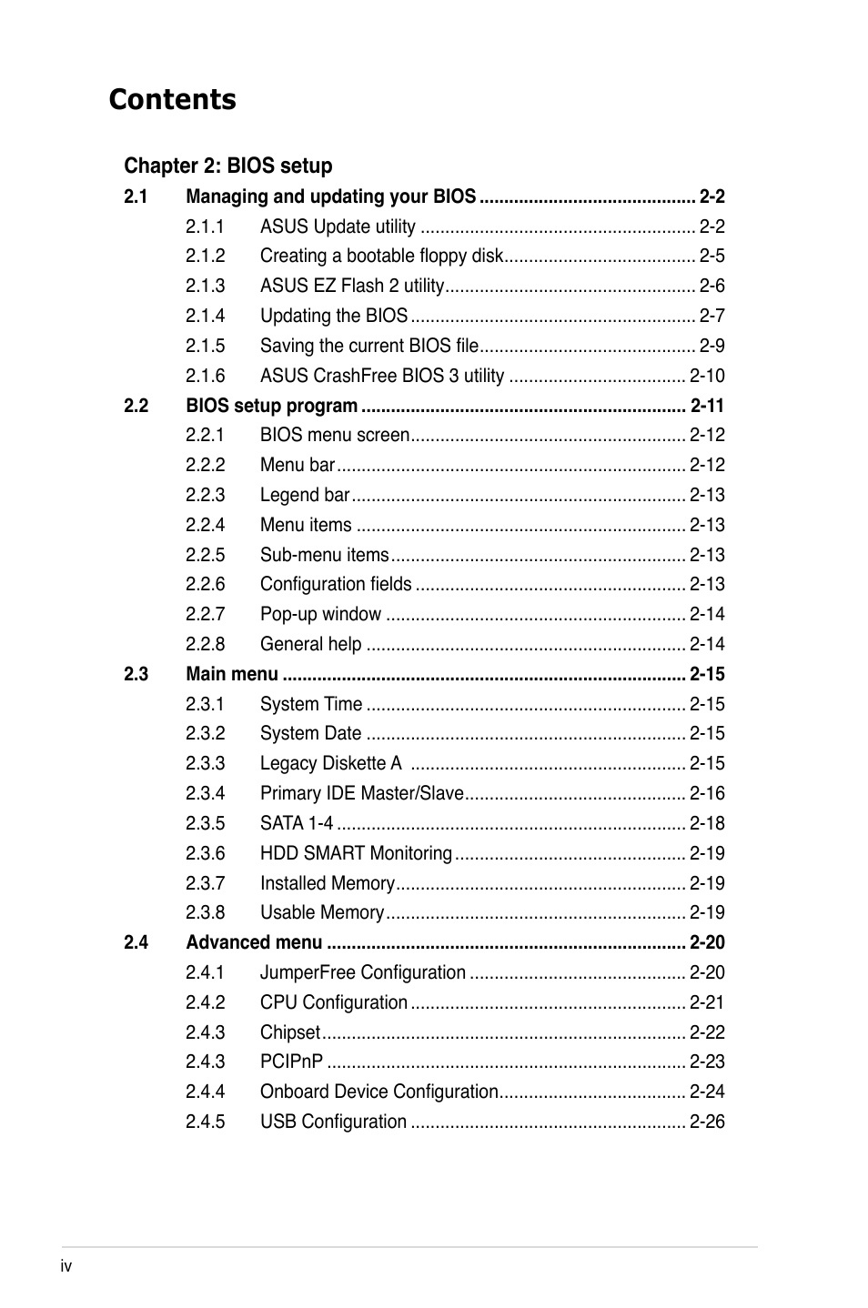 Asus M2A-VM User Manual | Page 4 / 92