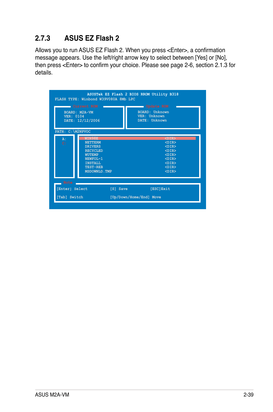 Asus.ez.flash.2, Asus m2a-vm 2-39 | Asus M2A-VM User Manual | Page 83 / 92