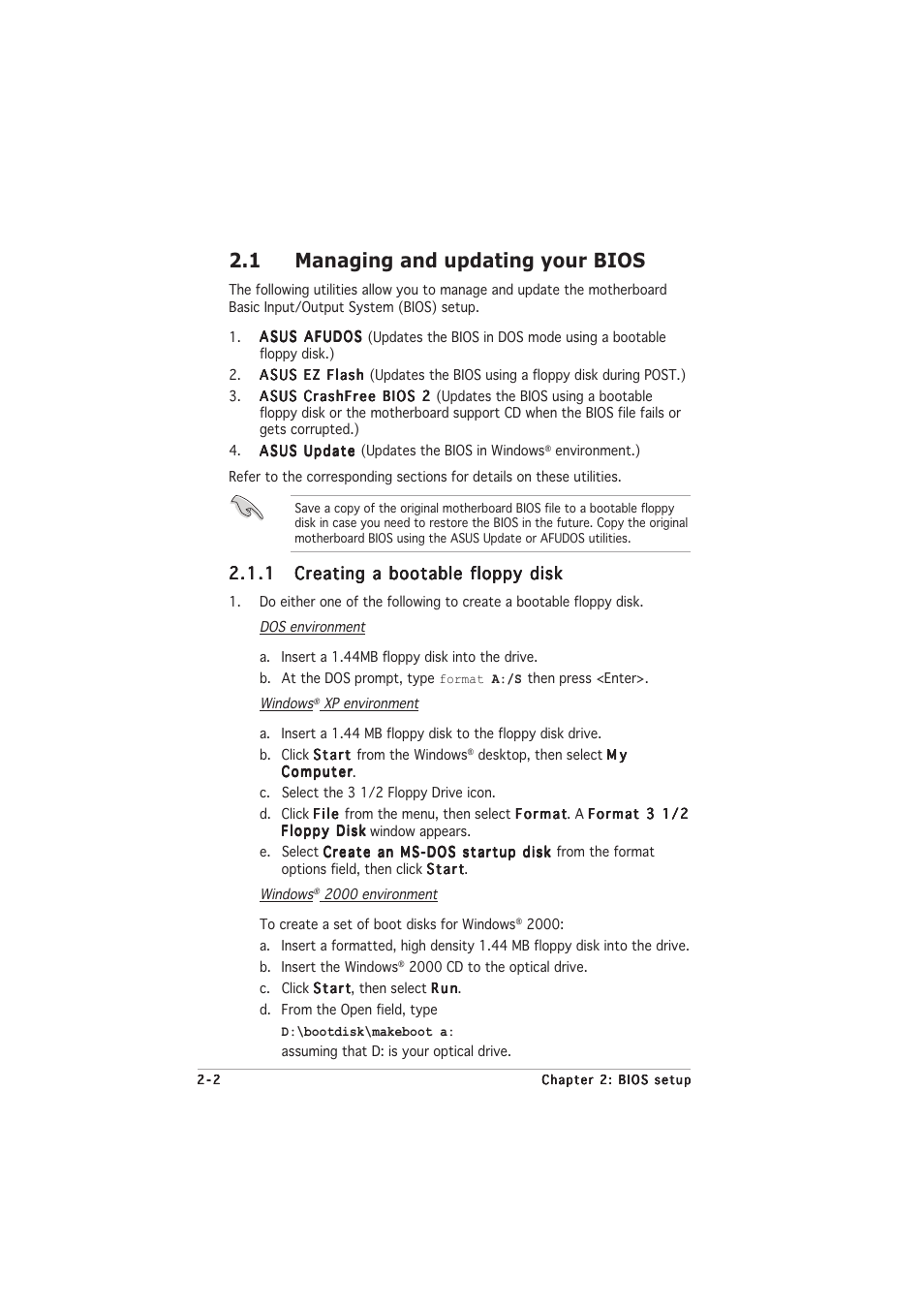 1 managing and updating your bios | Asus Motherboard P5VDC-MX User Manual | Page 48 / 94