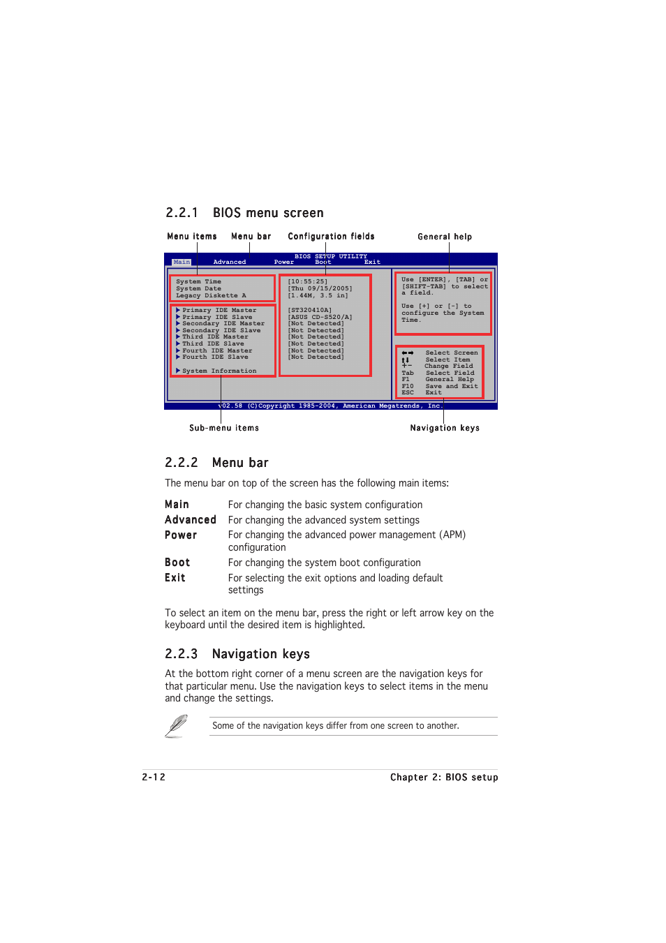 2 menu bar menu bar menu bar menu bar menu bar | Asus Motherboard P5VDC-MX User Manual | Page 58 / 94