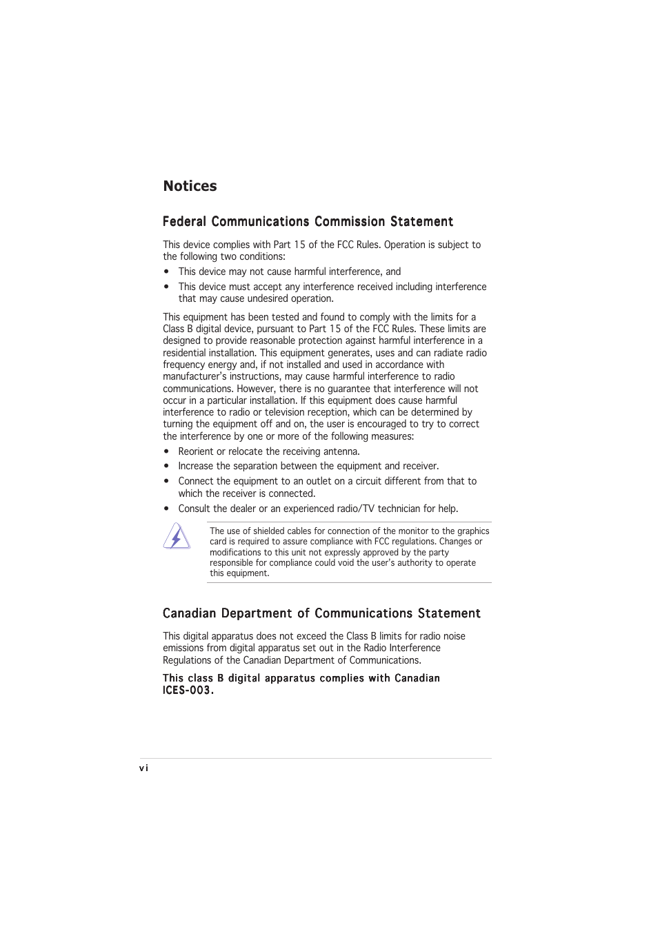 Notices | Asus Motherboard P5VDC-MX User Manual | Page 6 / 94