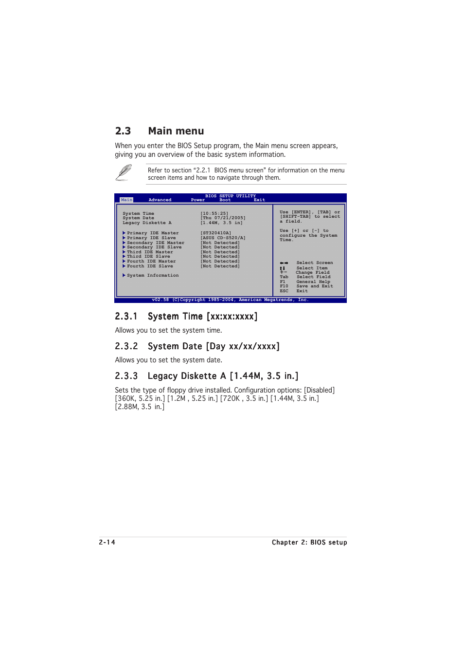 3 main menu | Asus Motherboard P5VDC-MX User Manual | Page 60 / 94