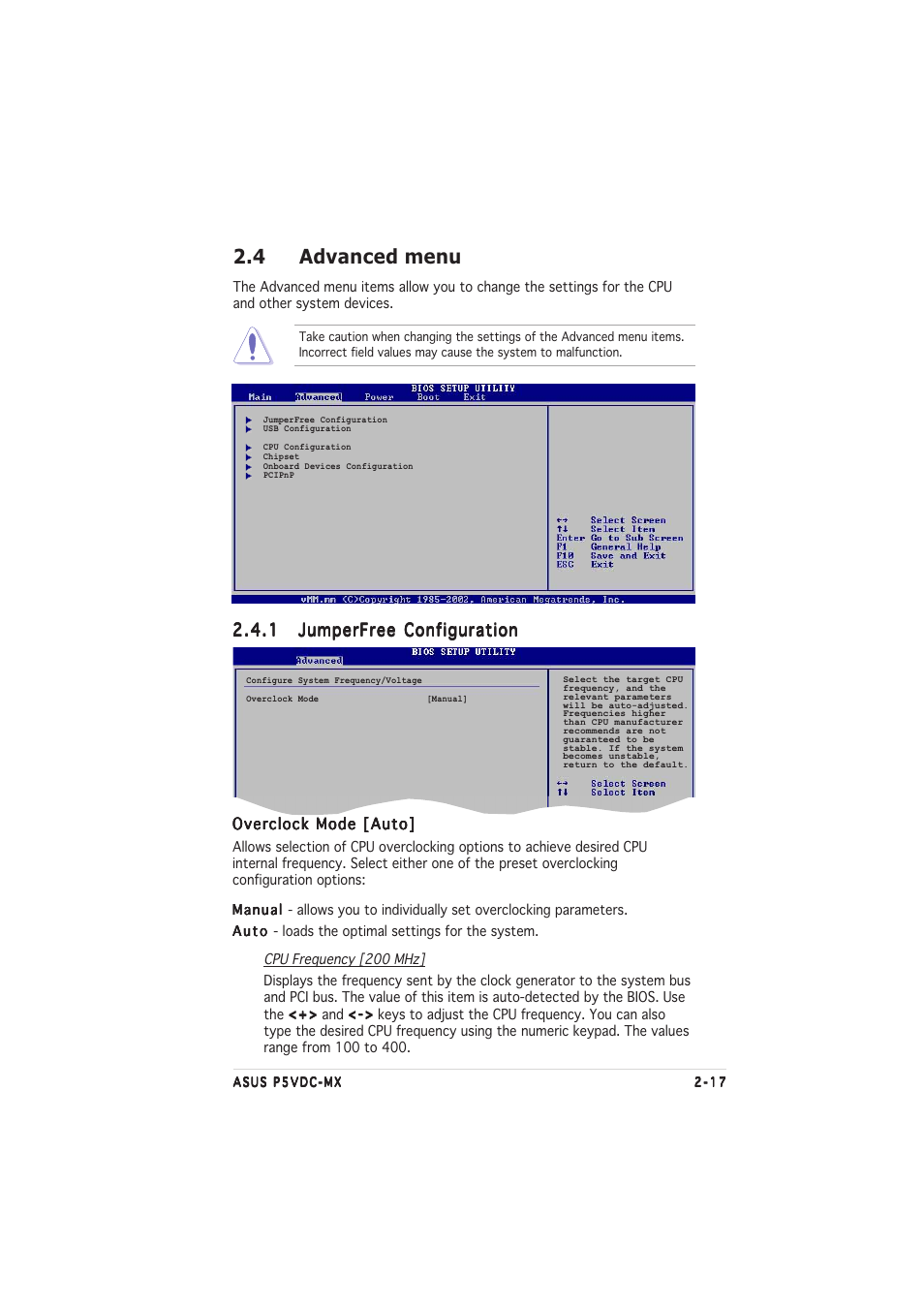 4 advanced menu | Asus Motherboard P5VDC-MX User Manual | Page 63 / 94