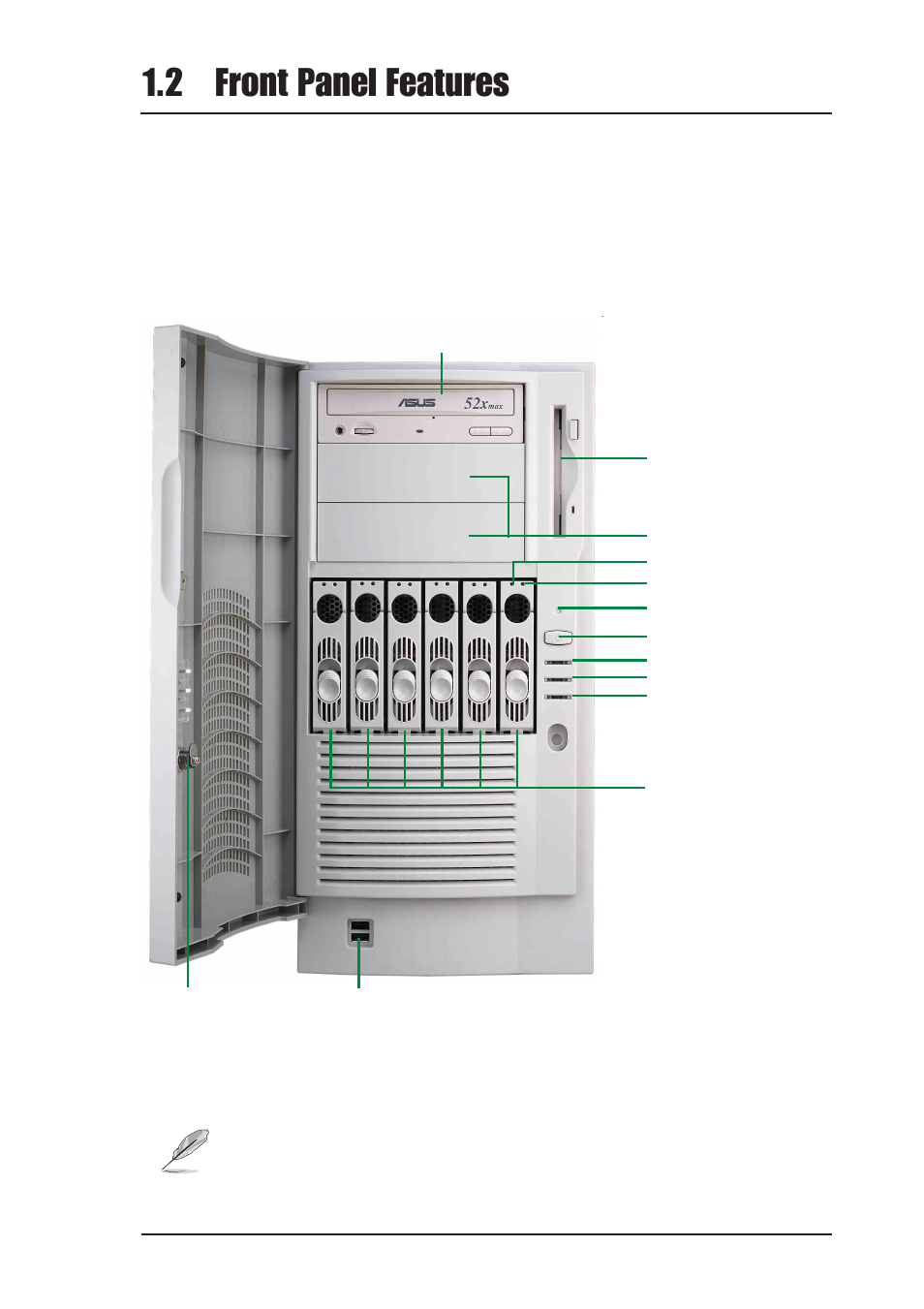 2 front panel features | Asus AP1700 User Manual | Page 15 / 58