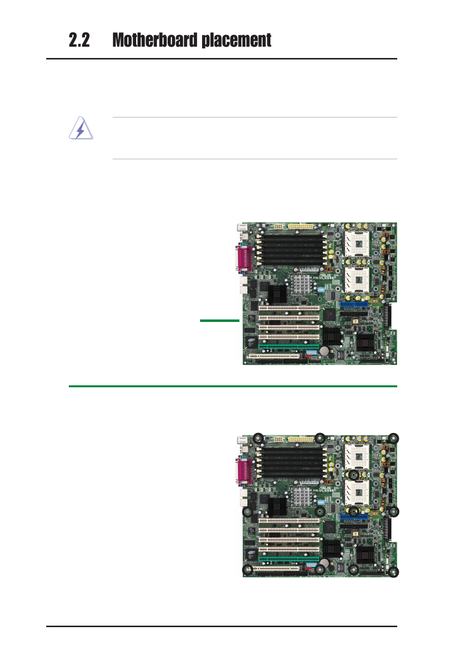 2 motherboard placement, Placement direction, Motherboard screws | Asus AP1700 User Manual | Page 22 / 58