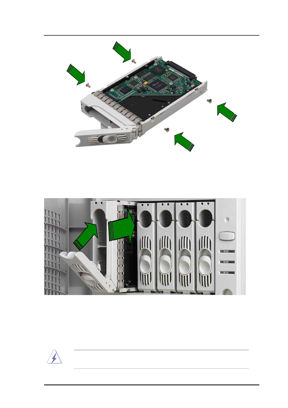 1 placing an sca scsi hard drive to tray | Asus AP1700 User Manual | Page 37 / 58