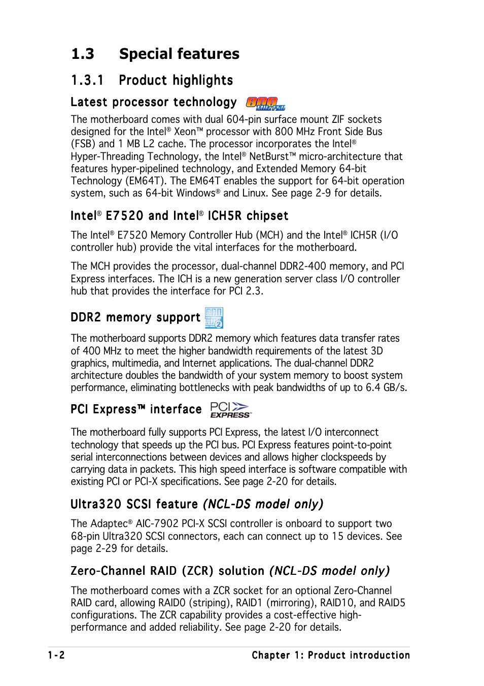 3 special features | Asus Motherboard NCL-DS User Manual | Page 16 / 108