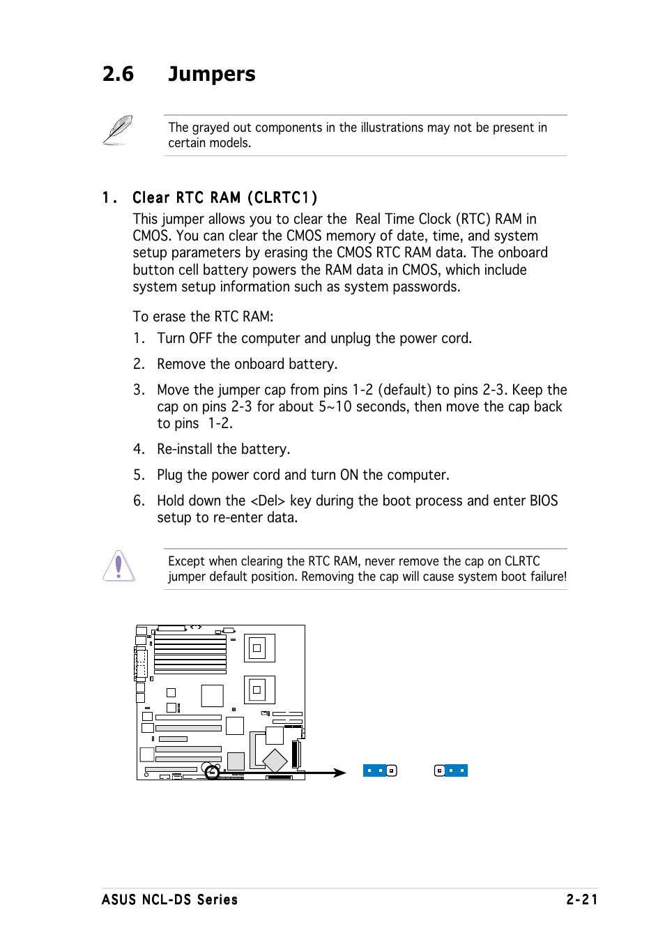 6 jumpers | Asus Motherboard NCL-DS User Manual | Page 41 / 108