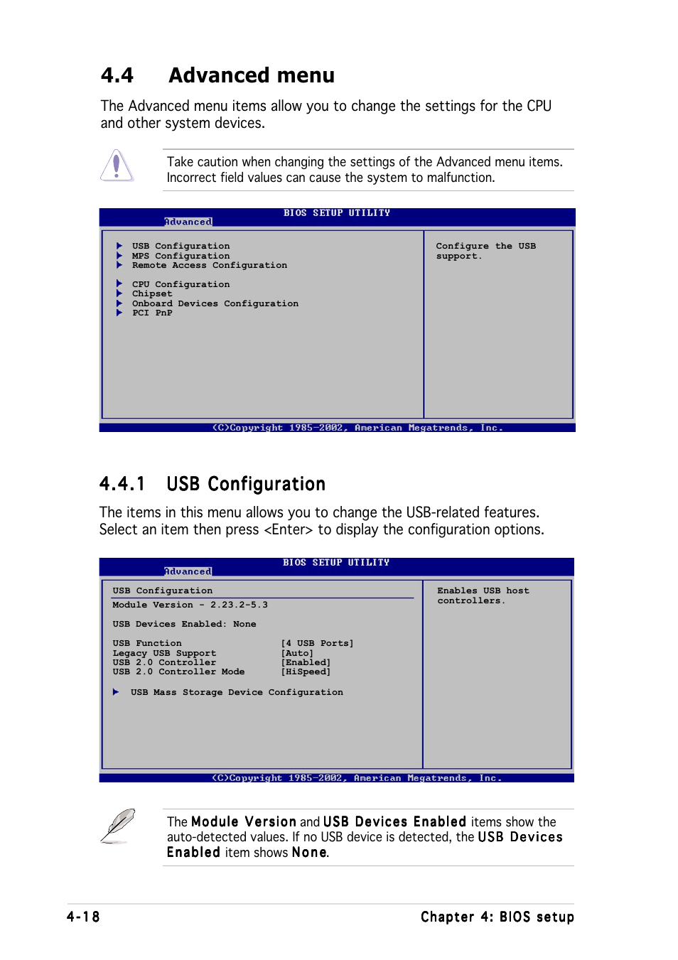 4 advanced menu | Asus Motherboard NCL-DS User Manual | Page 80 / 108