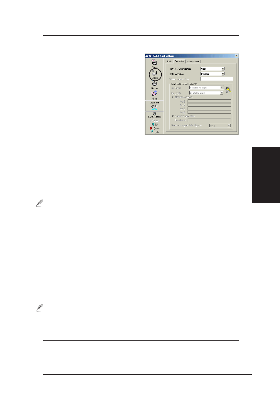 Chapter 3 - reference, Encryption tab, Two ways to assign wep keys | Asus WL-167g User Manual | Page 27 / 44