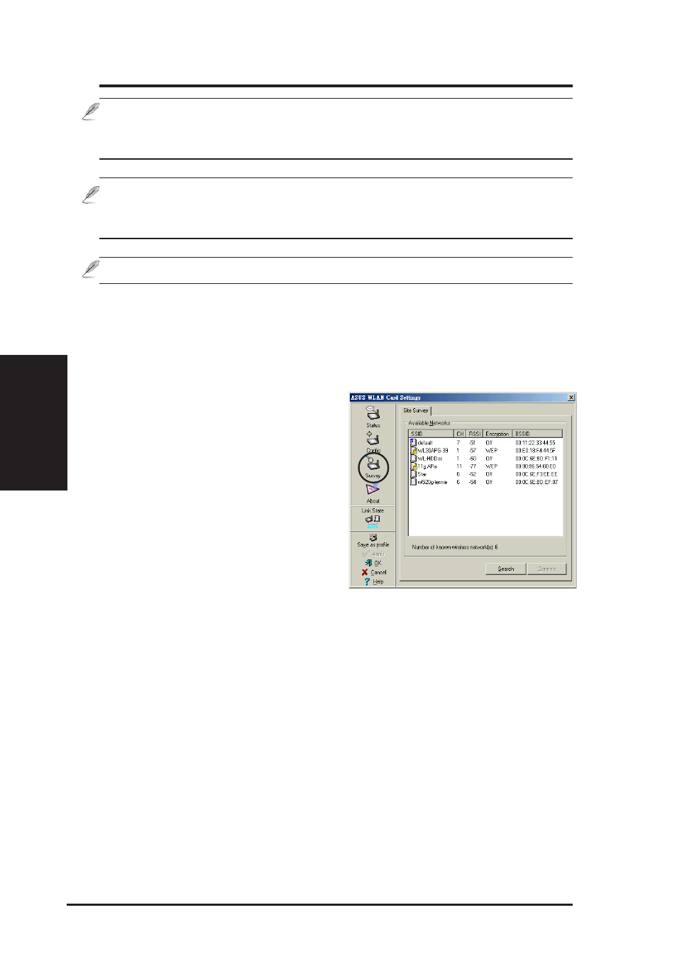 Site survey, Chapter 3 - reference | Asus WL-167g User Manual | Page 28 / 44