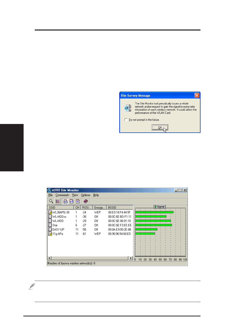 Site monitor, Launching site monitor, Site monitor main window | Asus WL-167g User Manual | Page 40 / 44