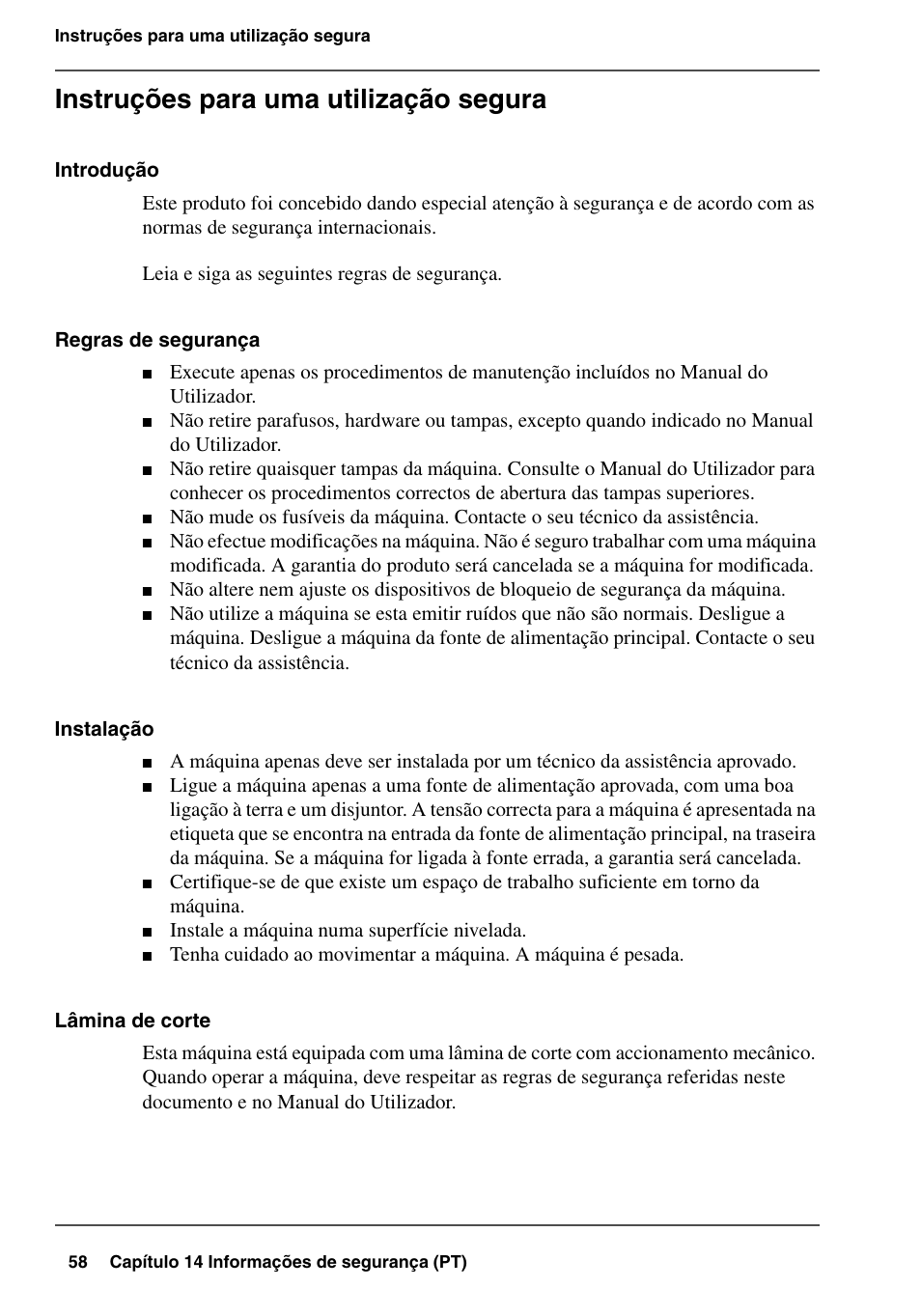 Instruções para uma utilização segura | Konica Minolta bizhub PRO 1600P User Manual | Page 58 / 84