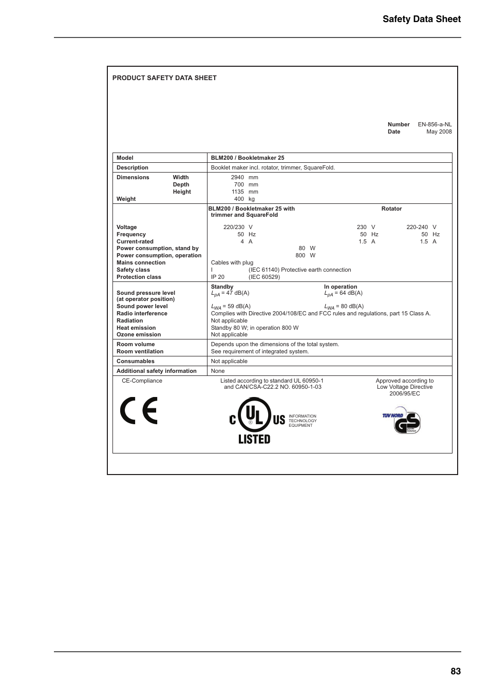 83 safety data sheet | Konica Minolta bizhub PRO 1600P User Manual | Page 83 / 84