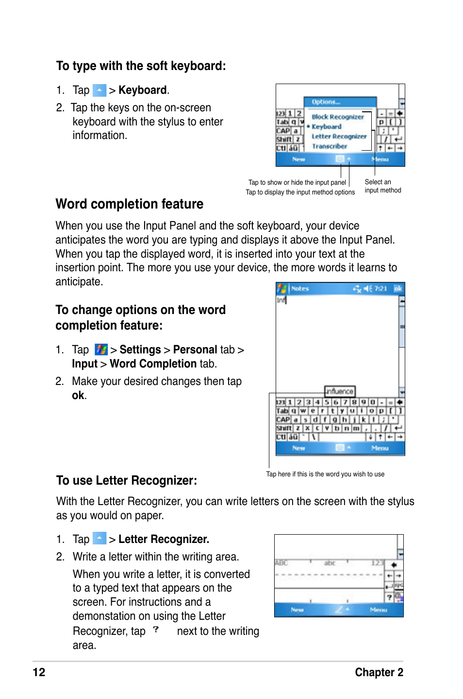 Word completion feature | Asus A686 User Manual | Page 18 / 109