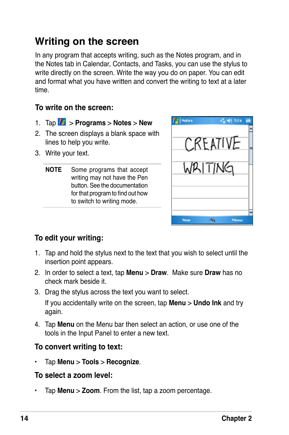 Writing on the screen | Asus A686 User Manual | Page 20 / 109