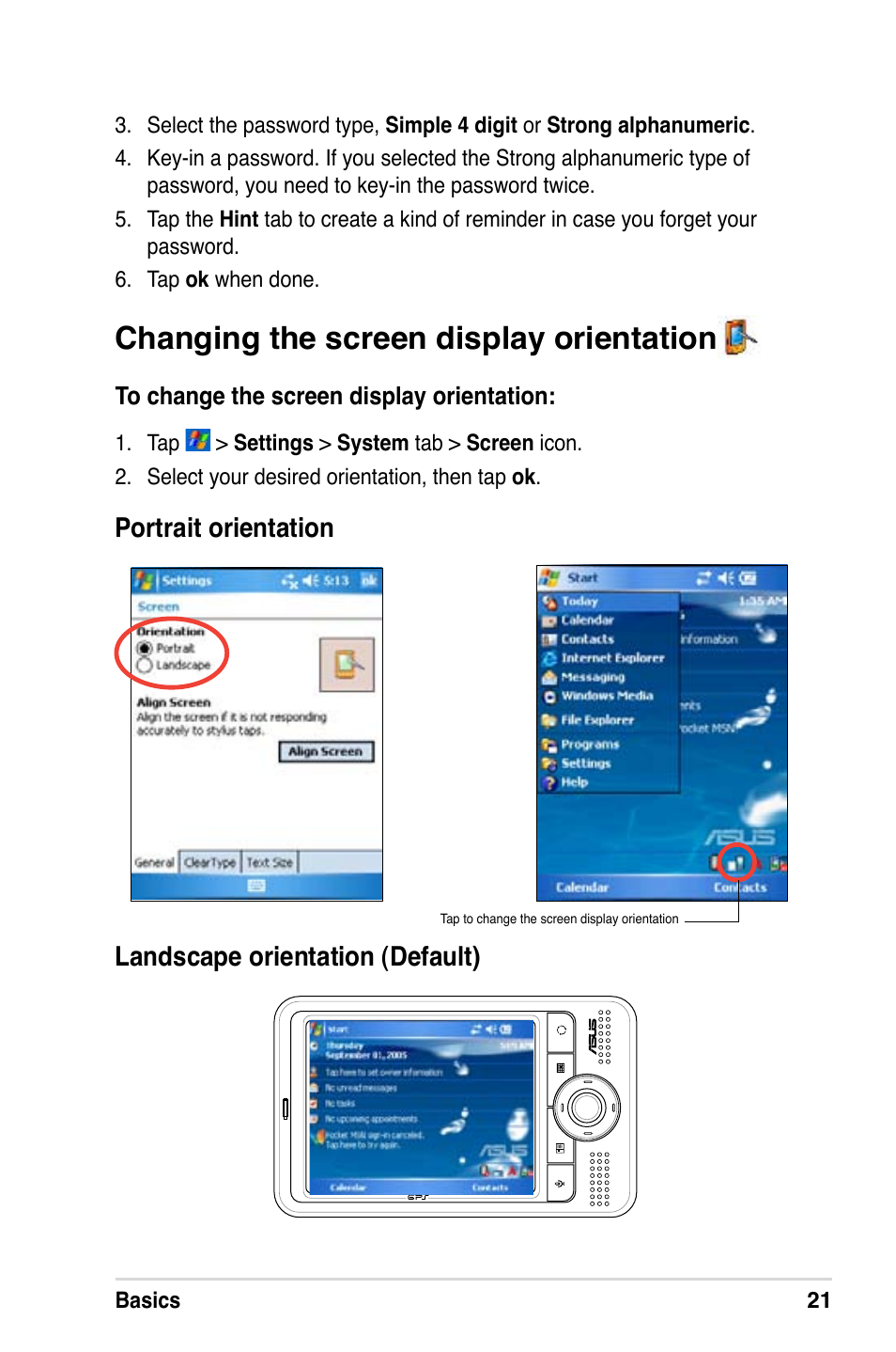 Changing the screen display orientation | Asus A686 User Manual | Page 27 / 109