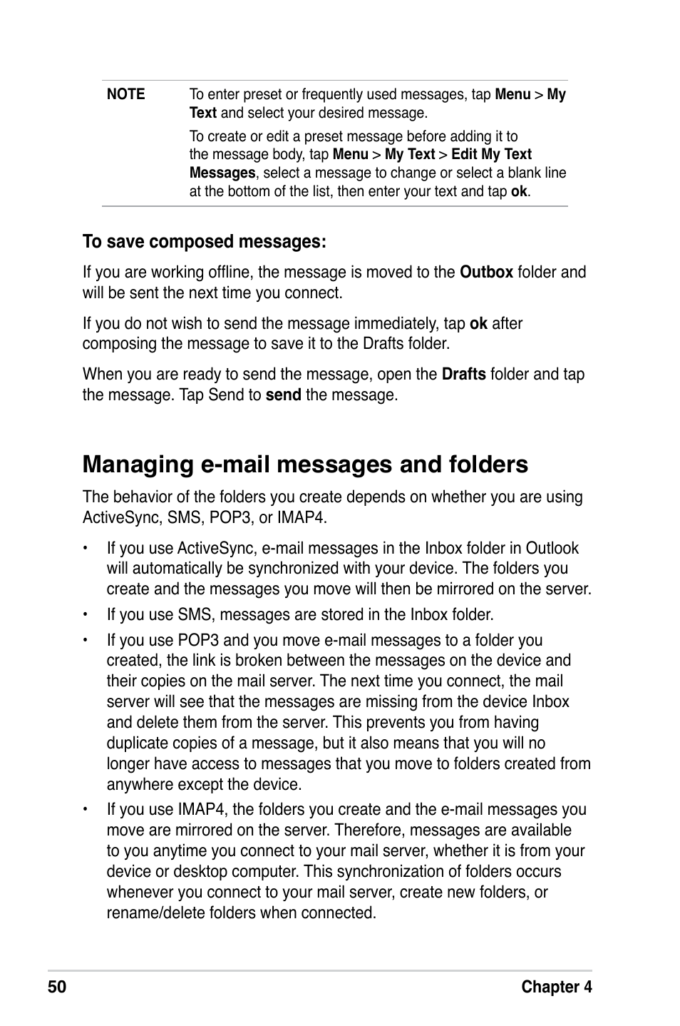 Managing e-mail messages and folders | Asus A686 User Manual | Page 56 / 109