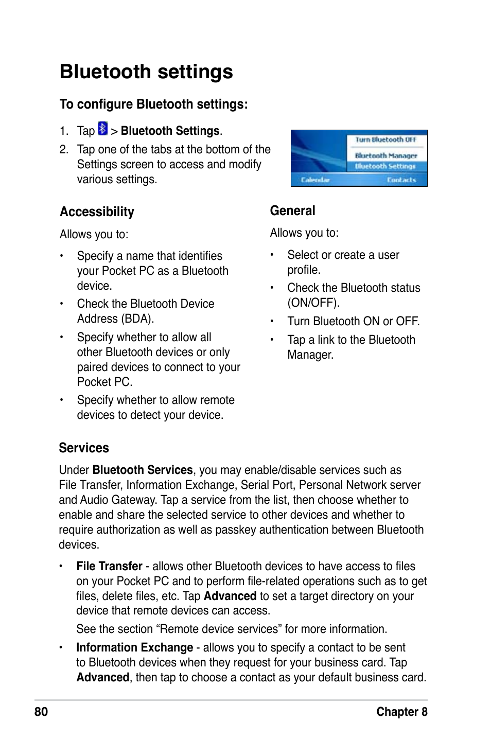 Bluetooth settings | Asus A686 User Manual | Page 86 / 109