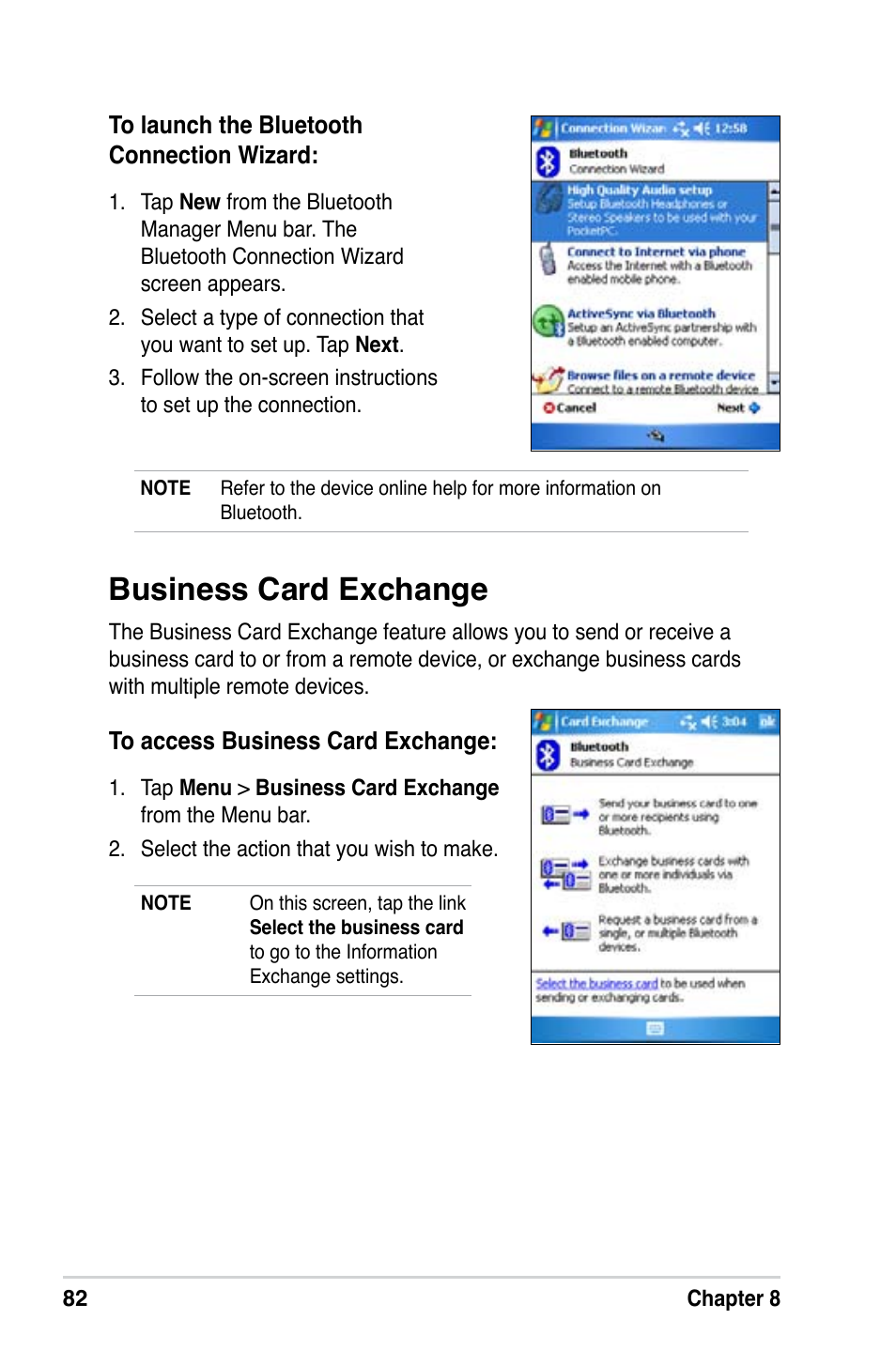 Business card exchange | Asus A686 User Manual | Page 88 / 109