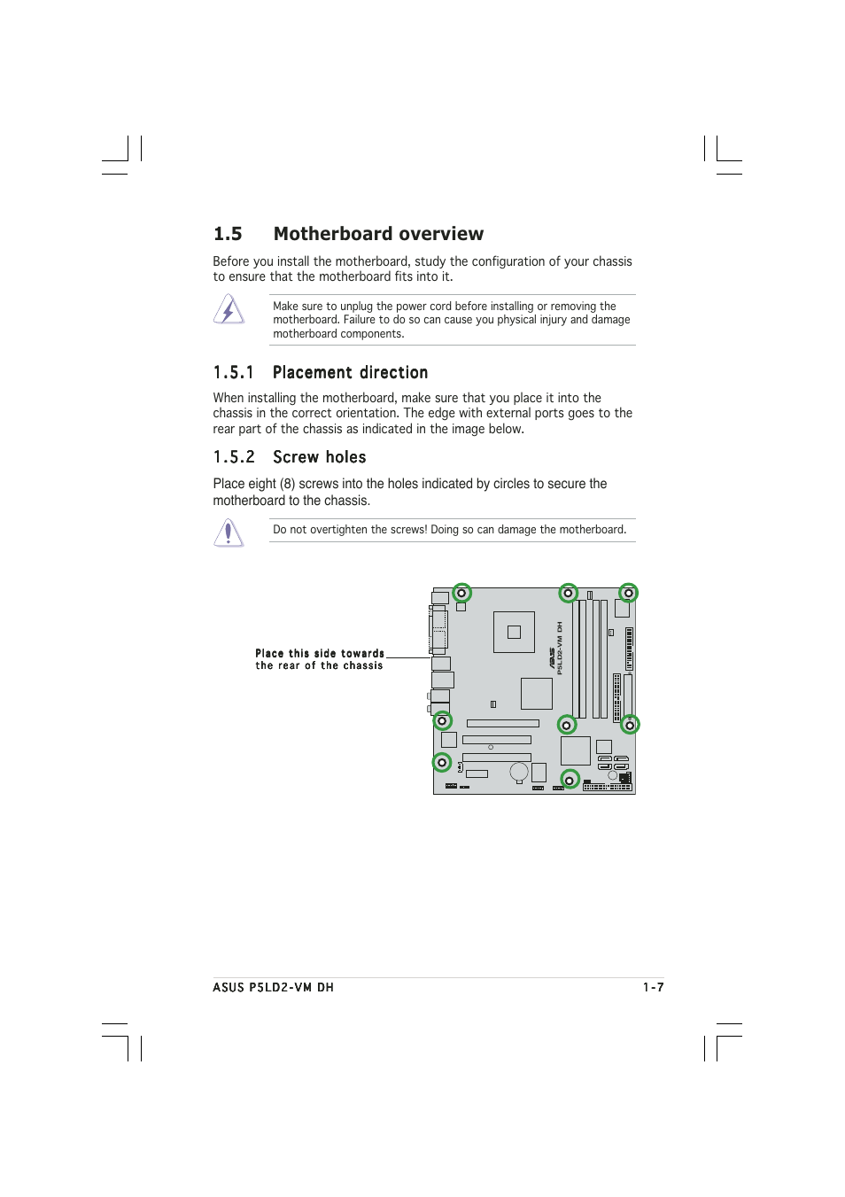 5 motherboard overview | Asus Motherboard P5LD2-VM DH User Manual | Page 19 / 98