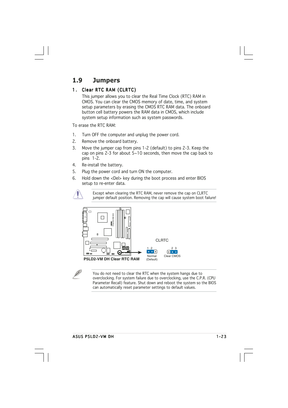 9 jumpers | Asus Motherboard P5LD2-VM DH User Manual | Page 35 / 98