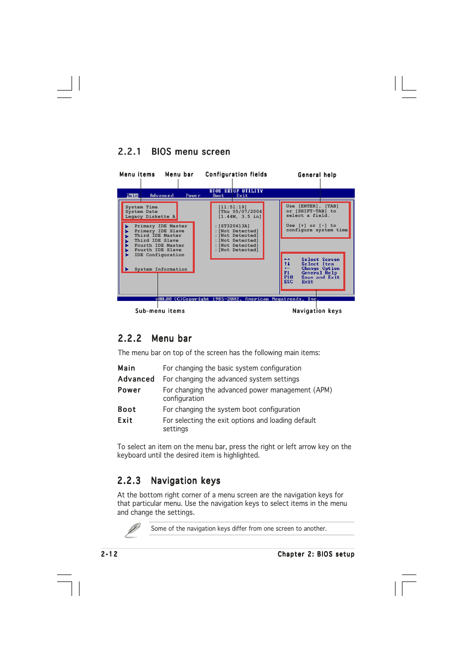 2 menu bar menu bar menu bar menu bar menu bar | Asus Motherboard P5LD2-VM DH User Manual | Page 60 / 98