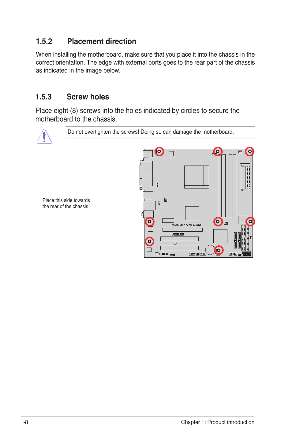 2 placement direction, 3 screw holes | Asus M2NBP-VM CSM User Manual | Page 18 / 96