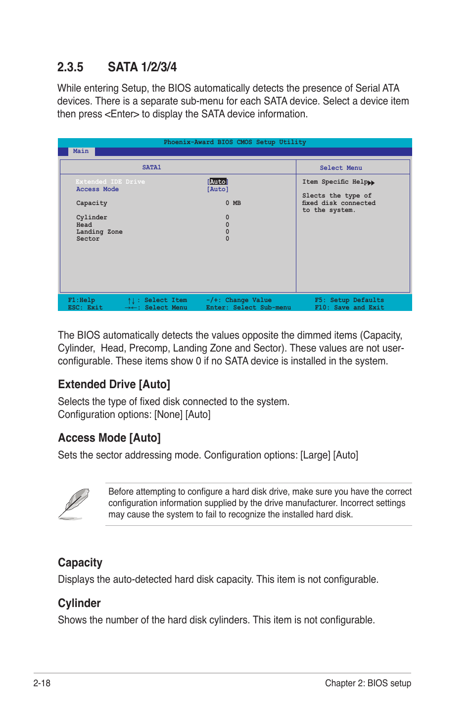 Extended drive [auto, Access mode [auto, Capacity | Cylinder | Asus M2NBP-VM CSM User Manual | Page 62 / 96